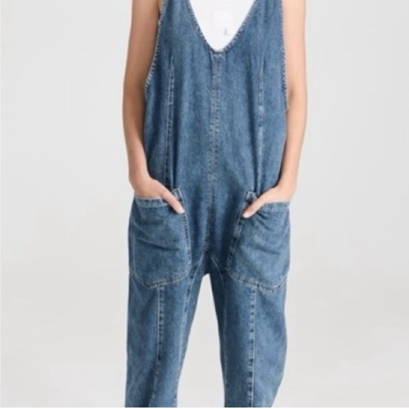 FREE PEOPLE High Roller Denim Jumpsuit Overalls - Picture 8 of 14